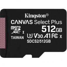 Карта памяти Kingston 512GB microSDXC class 10 UHS-I U3 V30 A1 Canvas Select Plus (SDCS2/512GBSP)