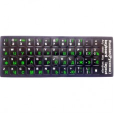 Наклейка на клавиатуру AlSoft непрозрачная EN/RU (11x13мм) черная (кирилица зеленая) textu (A46197)