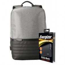 Рюкзак для ноутбука Energizer 15.6'' EPB001 Grey + powerbank UE10004 Black (EPB001-GY+UE10004)
