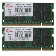 Модуль памяти для ноутбука SoDIMM DDR2 4GB(2x2GB) 667 MHz G.Skill (F2-5300CL5D-4GBSA)