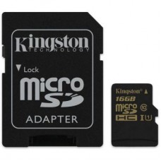 Карта памяти Kingston 16Gb microSDHC Class 10 UHS-I + SD adapter (SDCA10/16GB)