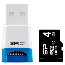 Карта памяти Silicon Power 4GB microSDHC class 4 (SP004GBSTH004V81)