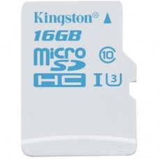 Карта памяти Kingston 16GB microSDHC class 10 UHS-I U3 (SDCAC/16GBSP)