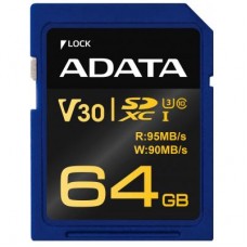Карта памяти ADATA 64GB SDXC class 10 UHS-I U3 V30 (ASDX64GUI3V30G-R)