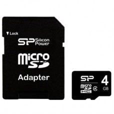 Карта памяти Silicon Power 4Gb microSDHC class 4 (SP004GBSTH004V10-SP)