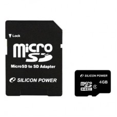 Карта памяти Silicon Power 4Gb microSDHC class 4 (SP004GBSTH010V10)