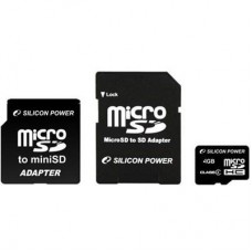 Карта памяти Silicon Power 4Gb microSDHC class 4 (SP004GBSTH004V30)