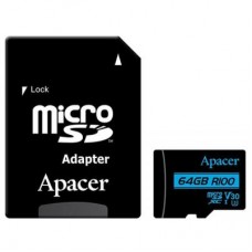 Карта памяти Apacer 64GB microSDHC class 10 UHS-I U3 V30 (AP64GMCSX10U7-R)