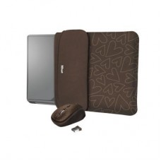 Чехол для ноутбука Trust 15.6" Yvo Mouse & Sleeve Brown-hearts + mouse (23446)