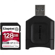 Карта памяти Kingston 128GB SDXC class 10 UHS-I U3 React Plus + USB-кардридер (MLPR2/128GB)