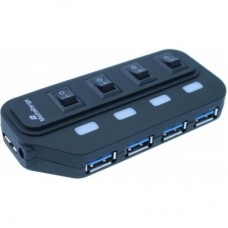 Концентратор Mediarange USB 3.0 hub 1:4, БП 5 V, black (MRCS505)
