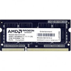 Модуль памяти для ноутбука SoDIMM DDR3 2GB 1600 MHz AMD (R532G1601S1S-U)