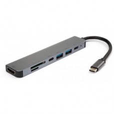 Концентратор Vinga Type-C to 4K HDMI+2*USB3.0+SD+TF+2*PD aluminium (VCPHTC7AL)