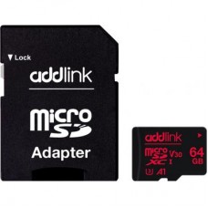 Карта памяти AddLink 64GB microSDXC class 10 UHS-I V30 U3 A1 (ad64GBMSXU3A)